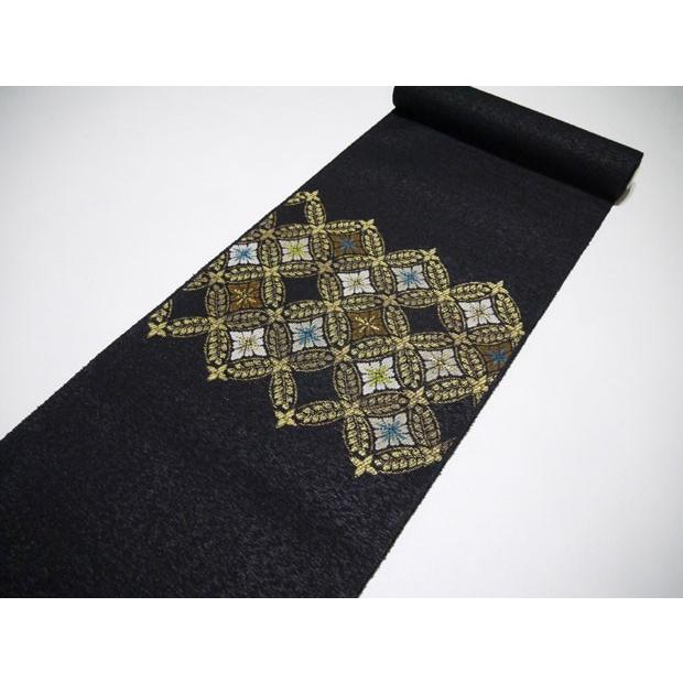 西陣織 帯匠丹波屋謹製 西陣帯 手織 九寸名古屋帯 柄名:吉祥藤七宝文  