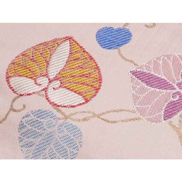 西陣織 名門！帯屋捨松謹製 西陣帯 九寸名古屋帯(お仕立代無料＆送料無料＆代引料無料)綺麗な薄ピンク 柄名：小袖葵文の画像