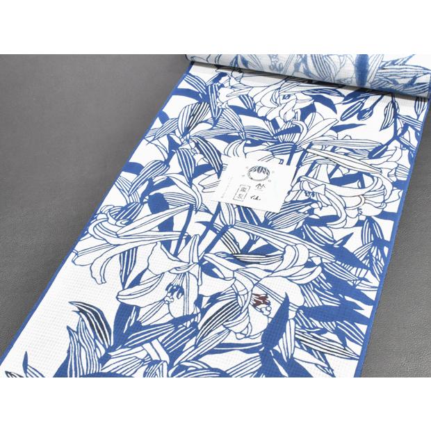 お仕立代込み価格 送料無料 紅梅小紋 綿紅梅 女性用 竺仙鑑製 高級ゆかた 本格派レディース浴衣 反物 ちくせん 日本製 柄名は百合の花