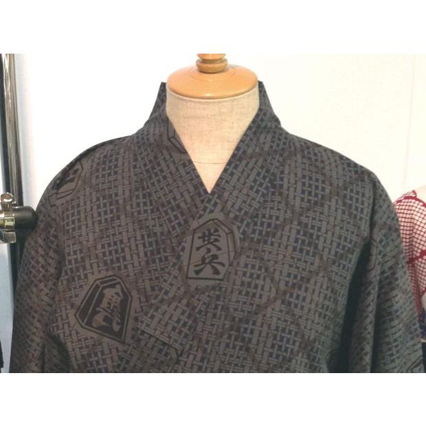 お仕立代込み価格 送料無料 男性用 竺仙鑑製 高級ゆかた キングクレヤー細川 注染 本格派メンズ浴衣 反物 将棋柄 日本製 帯は別売りの画像