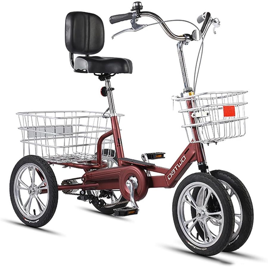 未使用DATWO 三輪自転車 14インチ 大人用三輪車 高齢者 前後カゴ付です。 三輪自転車 大人用 高齢者 シニア 自転車 三輪車 14インチ3輪バイク