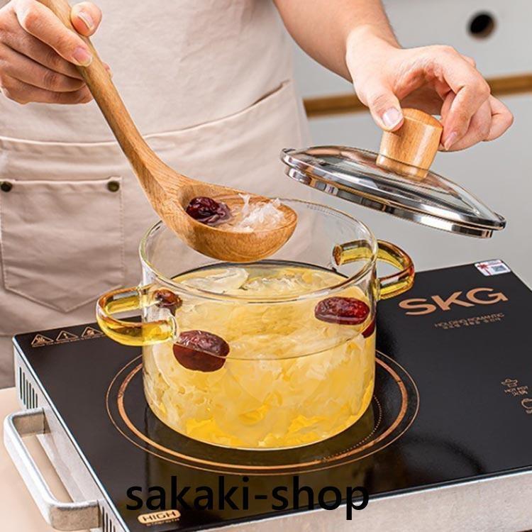 アウトドア調理器具 透明蓋付き 耐熱 ガラス 鍋 直 火 ih で 使える 電気陶炉 対応 ガラス鍋透明ガラス