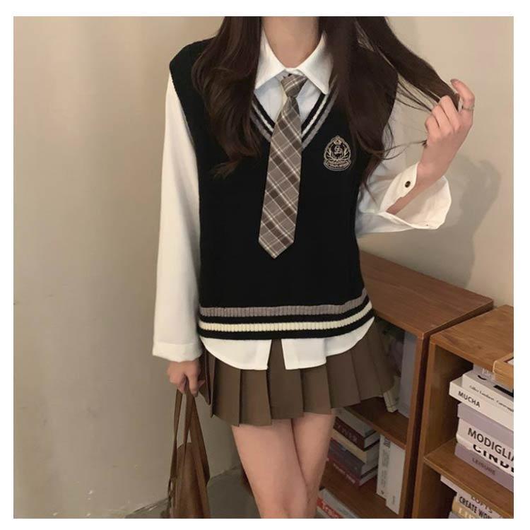 制服ニット３点セット　　 3点セット 制服 学生 上下セット 白シャツ JK制服 ニットベスト