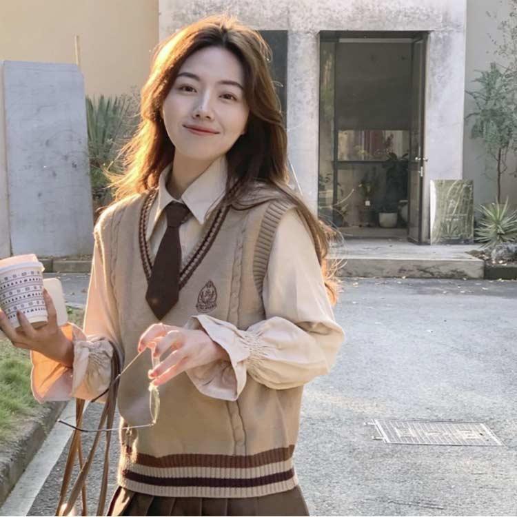制服ニット３点セット　　 3点セット 制服 学生 上下セット 白シャツ JK制服 ニットベスト