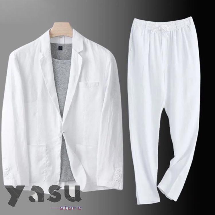 新品 D'or Homme テーラード サマー ジャケット セットアップ 夏用 セットアップ メンズ サマージャケット 上下セット 綿麻 麻
