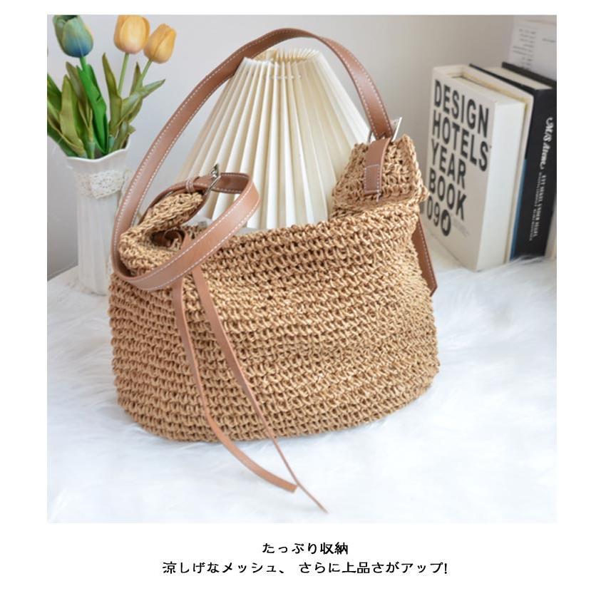 斜めがけ かごバッグ カバン ストローバッグ おしゃれ ファスナー かご