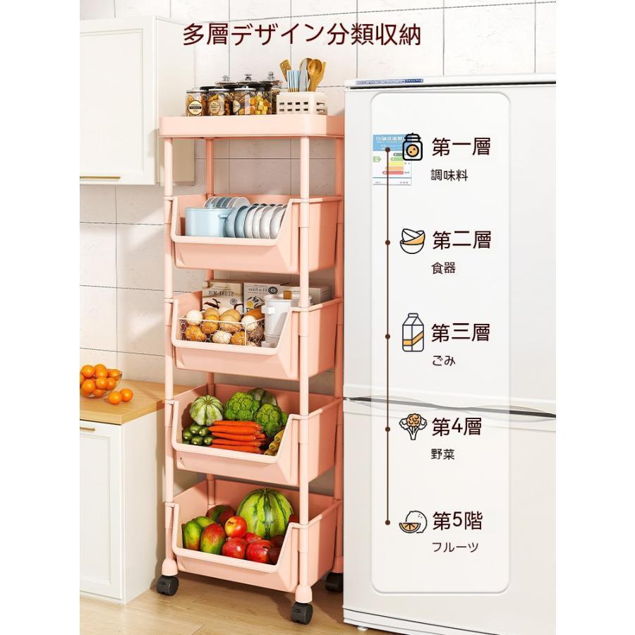 キッチンワゴン キャスター付き おしゃれ スリム 収納棚 収納ワゴン