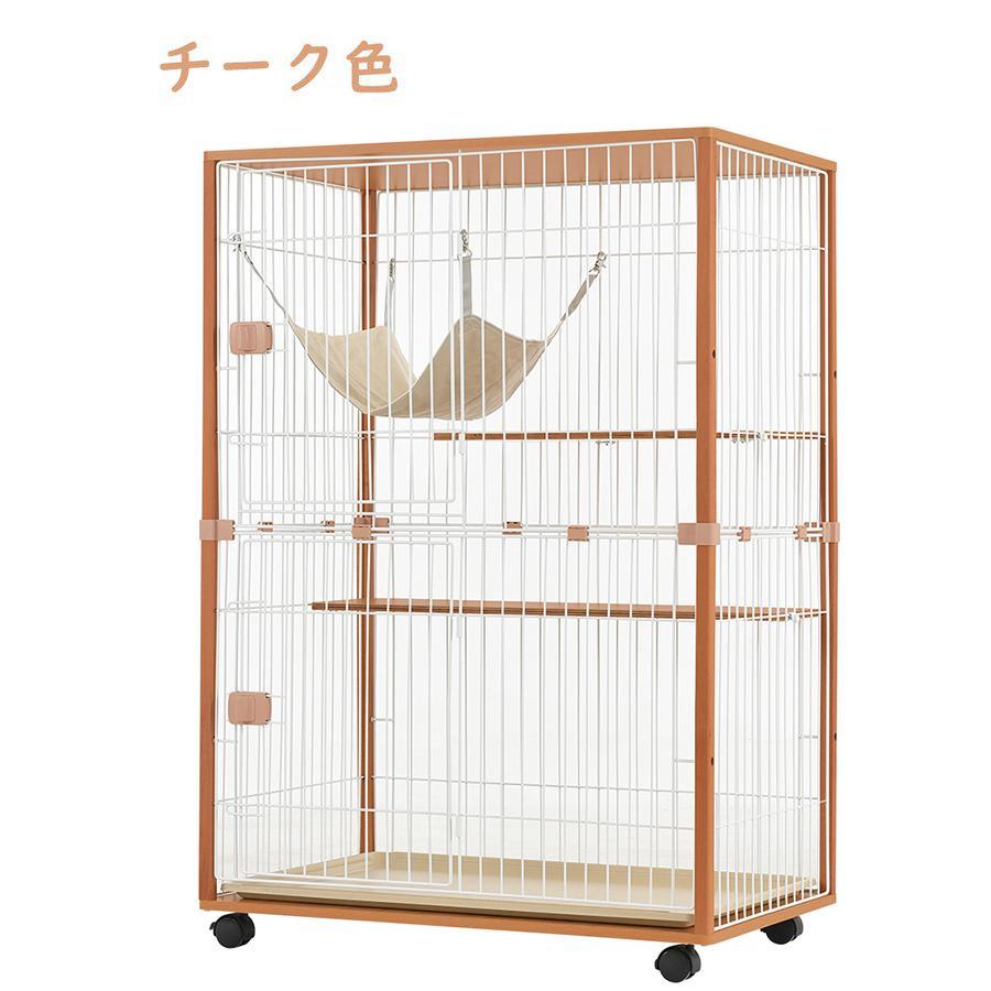 猫 ケージ 2段 ハンモック付 キャットケージ 木製 おしゃれ キャット