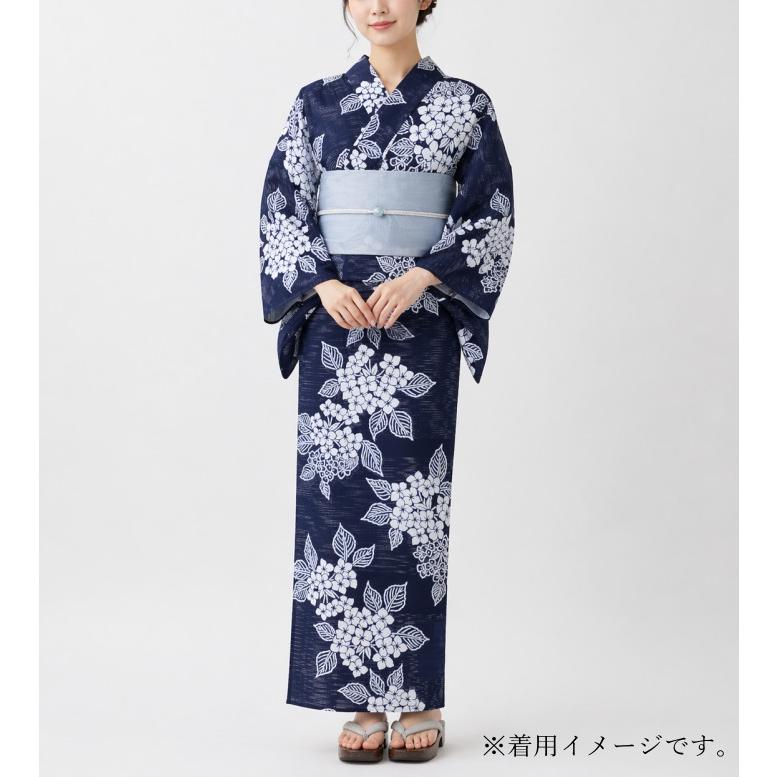 竺仙　浴衣反物　濃紺地紫陽花　アジサイ　濃紺×ホワイト　未使用 竺仙 浴衣 ちくせん 2026年 新柄 反物 ゆかた 綿絽 紺 地 紫陽花 国内