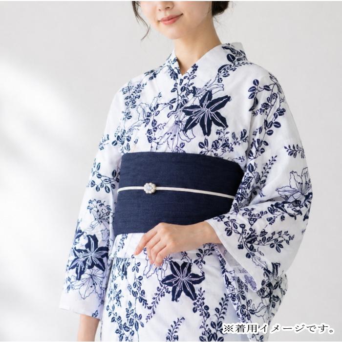 浴衣 レディース レディス ladys 人気 竺仙 ちくせん ゆかた 反物 綿絽 白地 百合と萩 2026年 新柄 お仕立て付きの画像