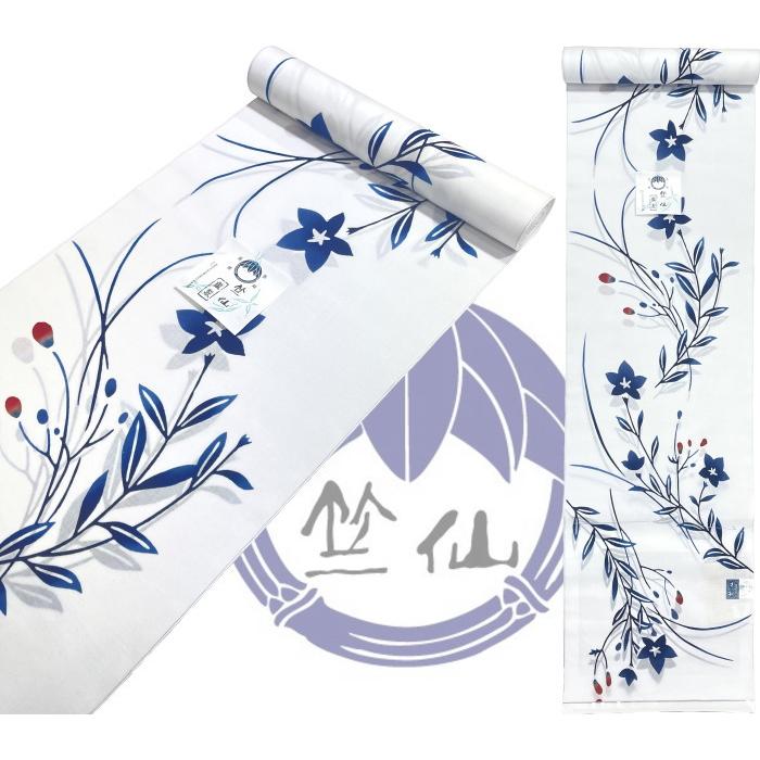 竺仙　浴衣反物　桔梗　コ一マ糸使用 竺仙 浴衣反物 桔梗 コ一マ糸使用 反物】女性 『コーマ地染』桔梗に