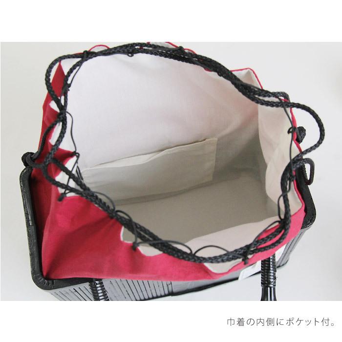 かごバッグ 巾着 黒 レディース レディス ladys 浴衣 着物 竹カゴ