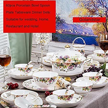 特別価格60pcs Dinnerware Sets Bowls Plates Spoons Dish Tray Jingdezhen Handmade Art好評販売中 食器セット
