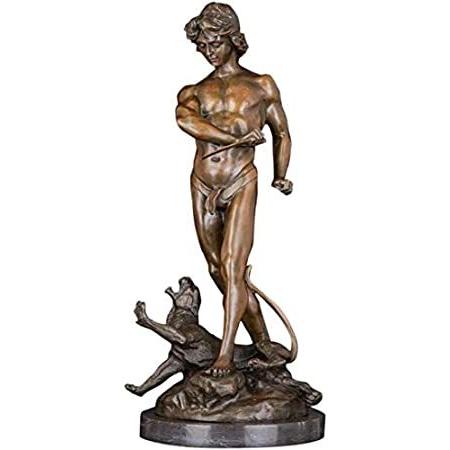 特別価格Garden Statue Figurine Bronze Boys and Animals of Bronze Western Design好評販売中 オブジェ、置き物
