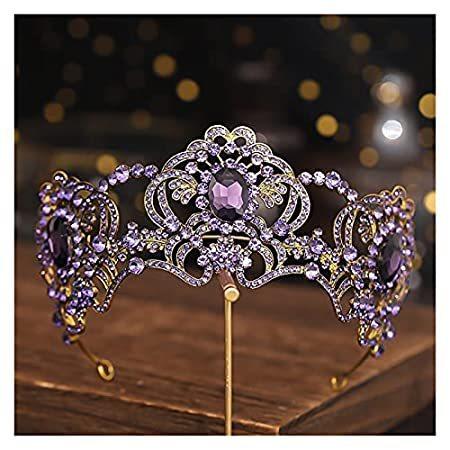 特別価格JIAQ Vintage Crown Tiara Wedding Hair Accessories Baroque Purple Rhinestone好評販売中 ティアラ