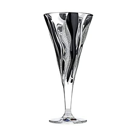Crystalex JS35908 8.5 Oz Crystal Bamboo Wine Glasses with Mat Ice and Black コップ、グラス