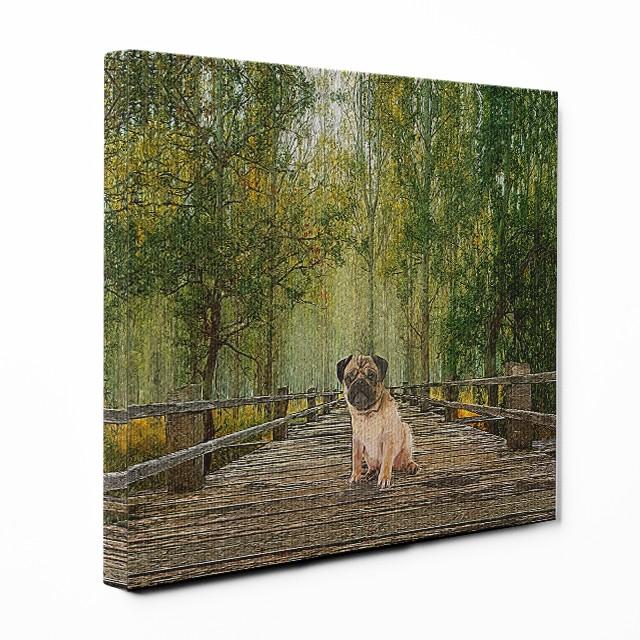 Forest Summer パグ ｓサイズ ワンにゃんアートキャンバス 絵画 アートパネル 犬 森 緑 5starinspections Com