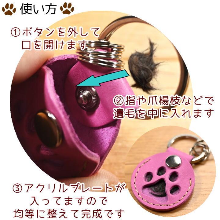 ペット 遺毛 入れ 本革 肉球 キーホルダー かわいい おしゃれ : わん