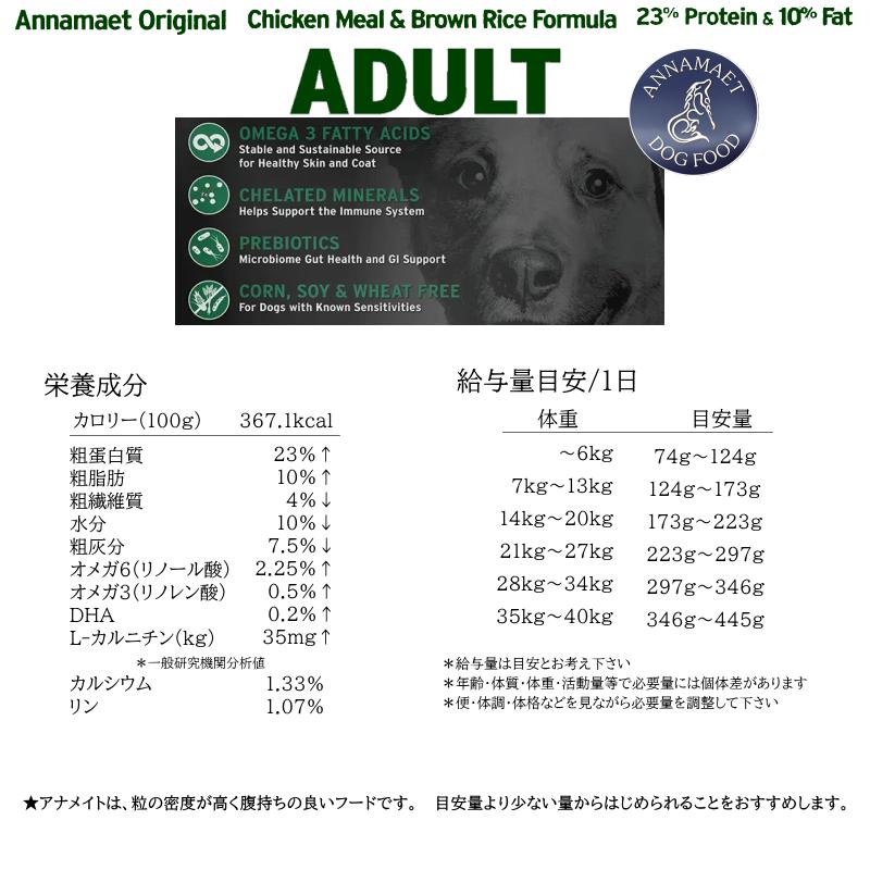 旧 予約 アダルト 12ポンド 5.4kg アナメイトオリジナルドッグフード ANNAMAET ドライフード ドッグフード 予約3％OFF ＊リニューアル詳細は画像で確認下さいの画像