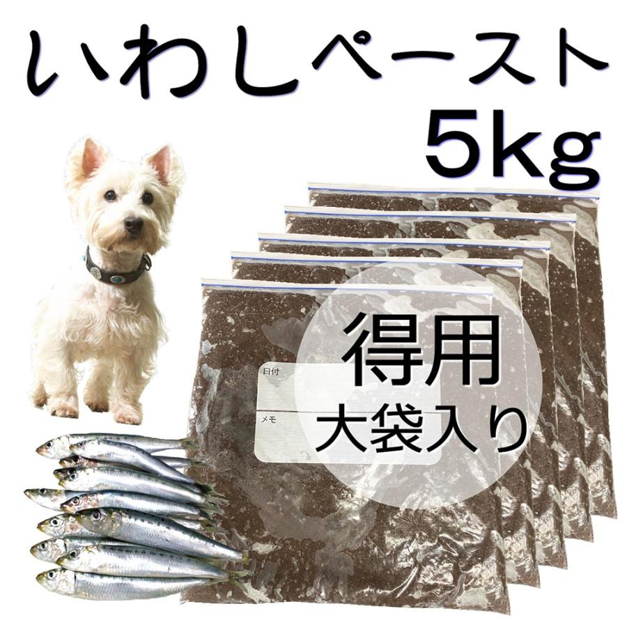犬用厳選！包丁いらず調理済いわしペースト大袋5kg アレルギーや痒みに 健康に長生き 毎日続けてもらえる価格設定 トッピング手作り食 レンチンOK ワンバナ