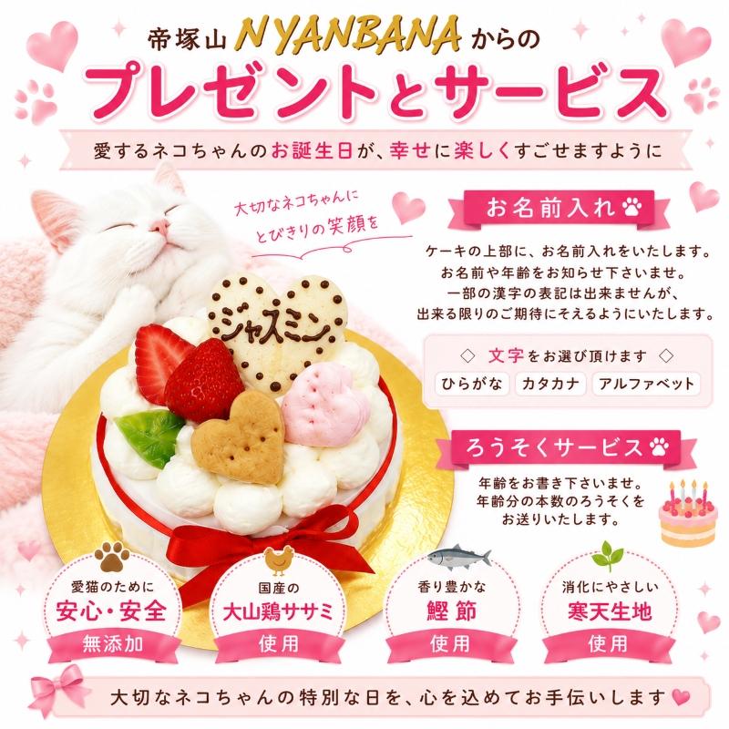 帝塚山WANBANA 猫用 ケーキ ラブリーモコ/名入れOK 3号サイズ ささみと