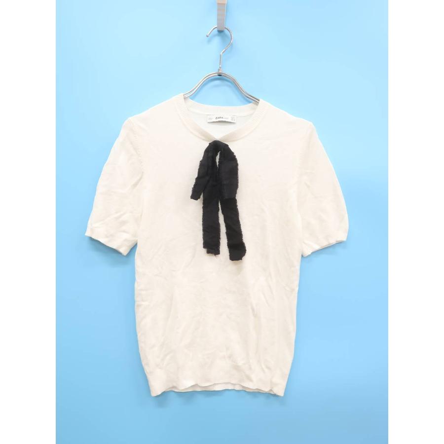 Zara ザラ バイカラーリボンニットトップス 半袖 白 黒 レディース Aランク M 委託倉庫から出荷 E15 ブランド品の買取販売 Wanboo 通販 Yahoo ショッピング