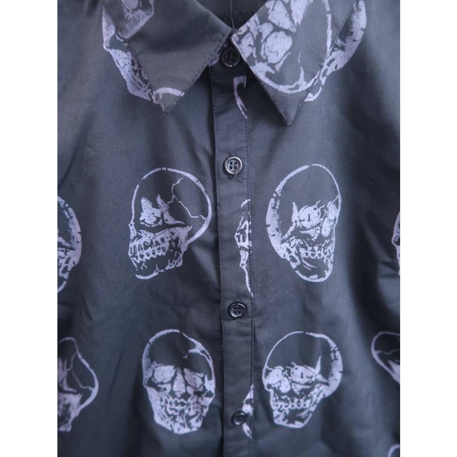 Glad News グラッドニュース スカルプリントシャツ 長袖 黒 紫