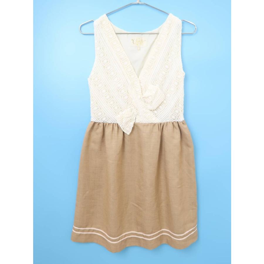 Chesty チェスティ カシュクールレース切り替えフレアワンピース ノースリーブ 白 ベージュ レディース Sランク 1 Zb914 48 ブランド古着の買取販売 Wanboo 通販 Yahoo ショッピング