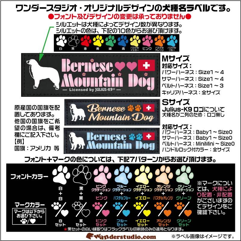 バーニーズマウンテンドッグ オリジナル ラベル【１枚 M・S】【ユリウスK9】 IDCパワーハーネス用オリジナルベルクロラベル ベースカラー：４色  [ネコポス] | JULIUS-K9 | 03