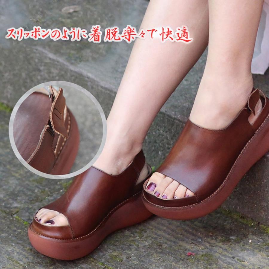 レトロ厚底サンダル レディース 牛革 軽量 シューズ 歩きやすい 痛くない 美脚 ヒール高5cm 春 夏 送料無料 Xl5 W M 通販 Yahoo ショッピング