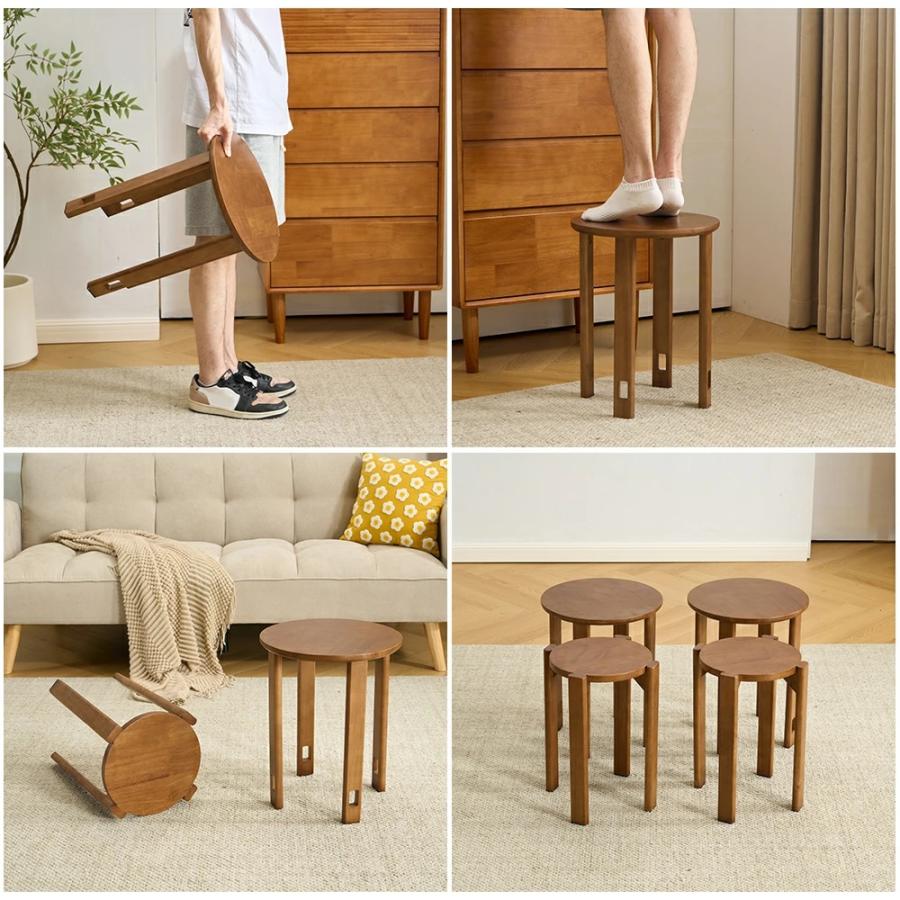 ウッドスツール 4脚セット 丸椅子 木製 スタッキング スツール 木製 スタッキングスツール 4脚セット 天然木 丸椅子 北欧
