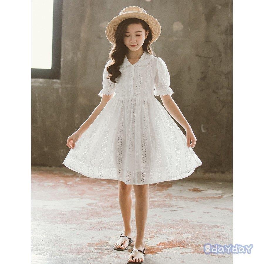 最安値で ワンピース キッズ 子供服 女の子 夏 キッズワンピース 半袖ワンピース 綿 白 無地 子供ドレス ジュニア お姫様 おしゃれ 可愛い カジュアル 新品 150cm 160cm ワンピース チュニック サイズ 160cm Www Theopengate Org Il