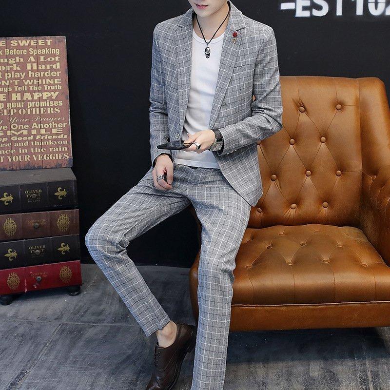 カジュアルスーツ カジュアルスーツ スリム メンズ ビジネス スリム 立体裁断 細身 フォーマル 春秋冬 紳士 通勤 カジュアル 無地 結婚 入学 チェック柄 ２点セット Pc2a トレンド Nano 春秋冬 Shop