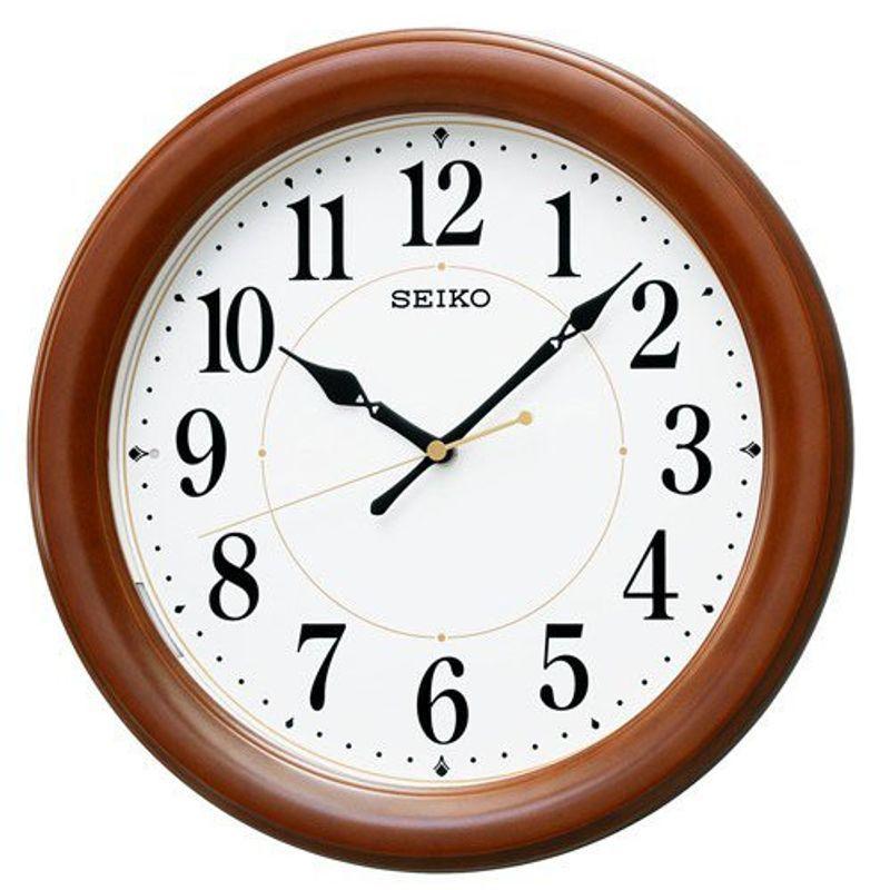 CLOCK SEIKO (セイコークロック) 電波 アナログ ホワイト 白 茶木地 丸型 自動点灯ライト KX204B 壁掛け時計 掛け時計、壁掛け時計 低価格
