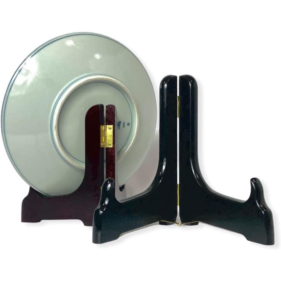 紀州シリーズ 木製皿立て 4号 ブラック ワインレッド (直径14