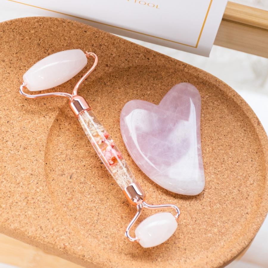 美顔ローラー ローズクォーツ 美顔器 フェイスケア リフトアップ