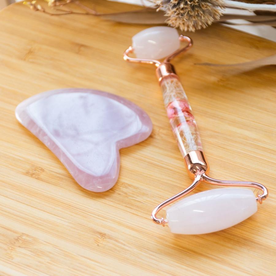 美顔ローラー ローズクォーツ 美顔器 フェイスケア リフトアップ