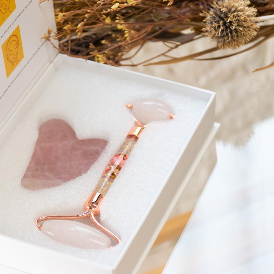 美顔ローラー ローズクォーツ 美顔器 フェイスケア リフトアップ