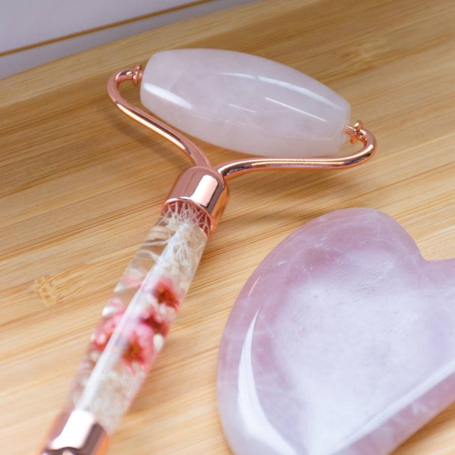 美顔ローラー ローズクォーツ 美顔器 フェイスケア リフトアップ