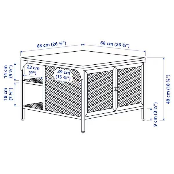 リビングテーブル　IKEA　FJALLBO　ﾅﾁｭﾗﾙ×ﾌﾞﾗｯｸ FJÄLLBO storage table, black, 68x68x48 cm - IKEA