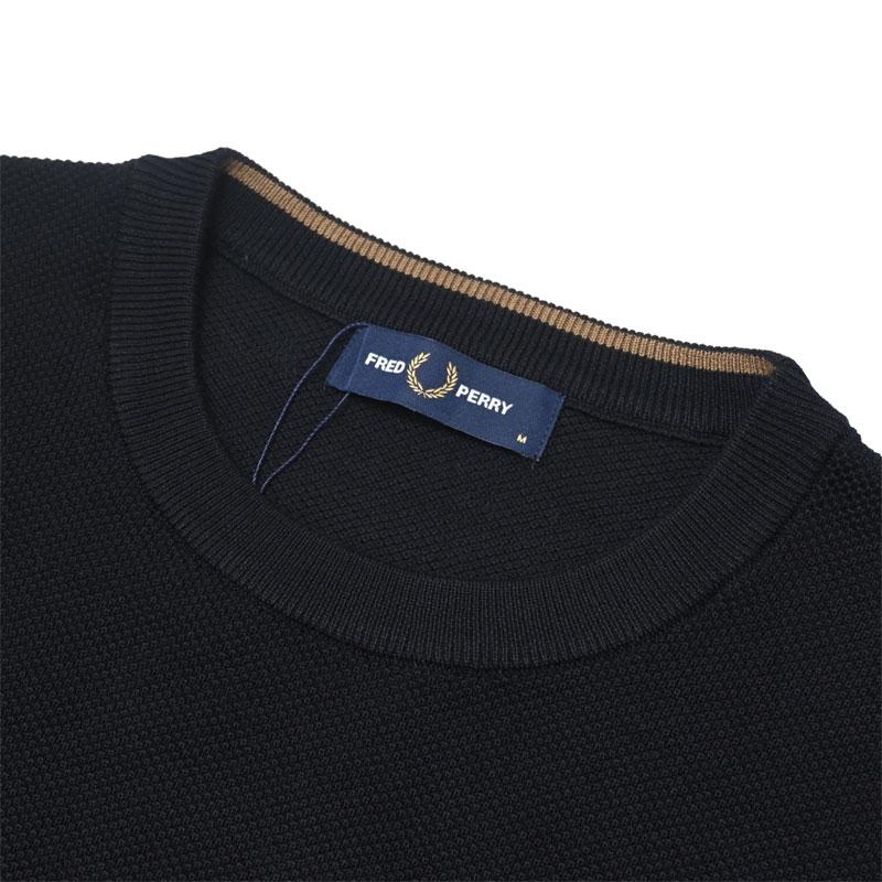 FRED PERRY（フレッドペリー） コットンクルーネックニット 鹿の子