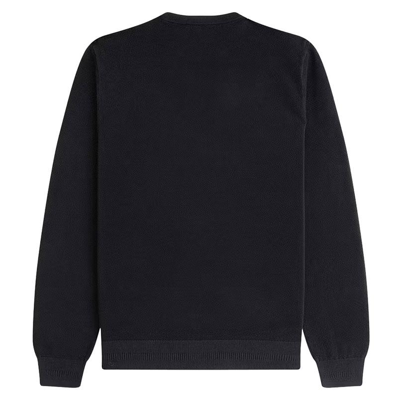 FRED PERRY ブラック クルーネックニット FRED PERRY（フレッドペリー） コットンクルーネックニット 鹿の子