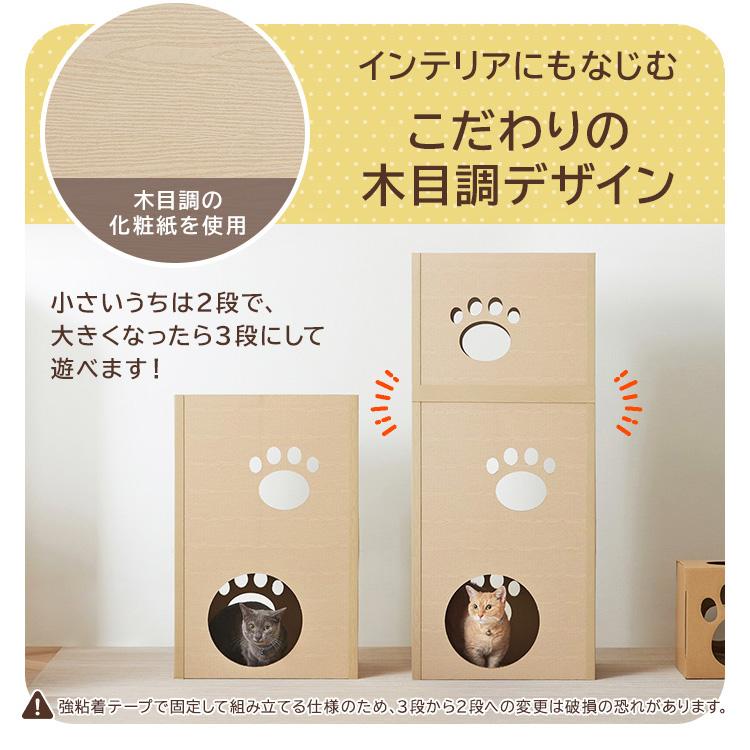 キャットタワー 低め 段ボール ねこねこタワー アイリスオーヤマ P-NT2｜wannyan｜02