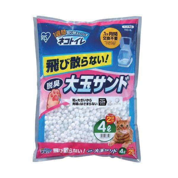 猫砂 鉱物系 ベントナイト シリカゲル システムトイレ用 ネコ砂 猫 トイレ 脱臭 消臭 アイリスオーヤマ 1週間取り替えいらず 大玉脱臭サンド 4L×5袋 TIO-4L｜wannyan｜02