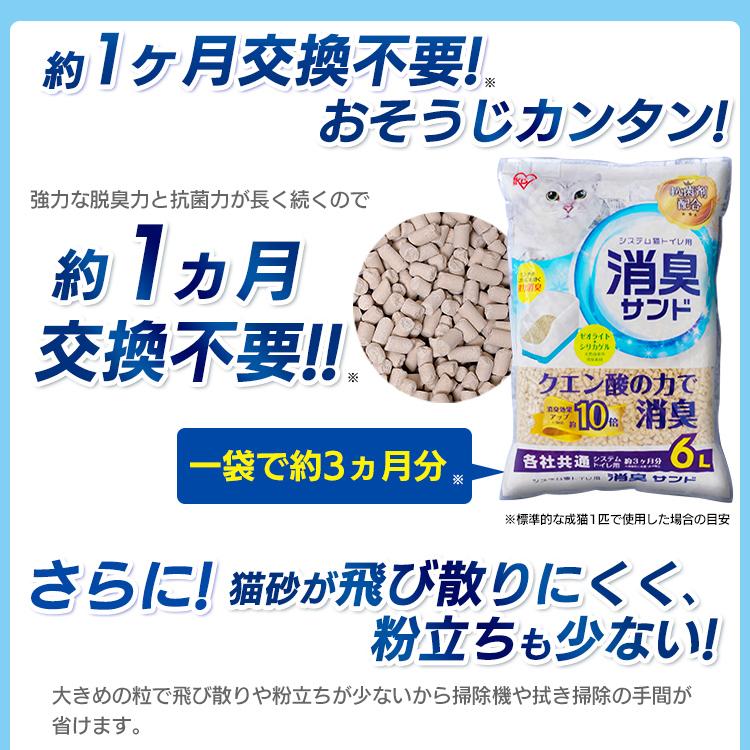 猫砂 シリカゲル システムトイレ ペレット 猫 トイレ 脱臭 消臭 抗菌 固まる シリカゲル アイリスオーヤマ 消臭サンド 香り付き 6L×4袋 TIA-6CK｜wannyan｜08