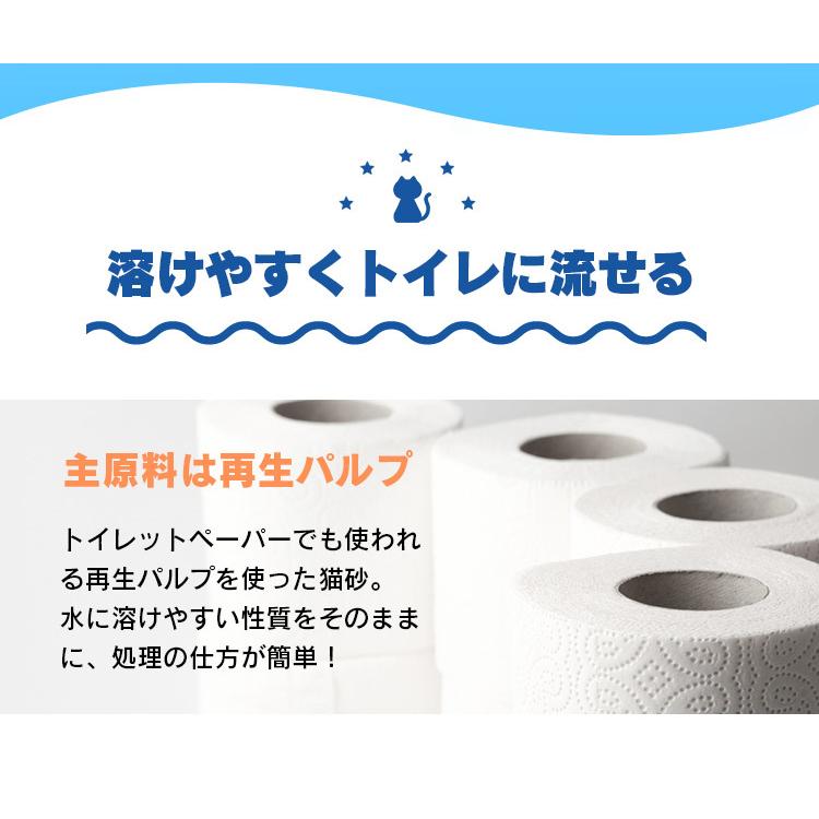 猫砂 紙 ペレット 飛び散り防止 トイレに流せる 固まる 流せる 再生パルプ セット ネコ砂 14L×4袋 ペーパーフレッシュ アイリスオーヤマ PFC-14L｜wannyan｜03