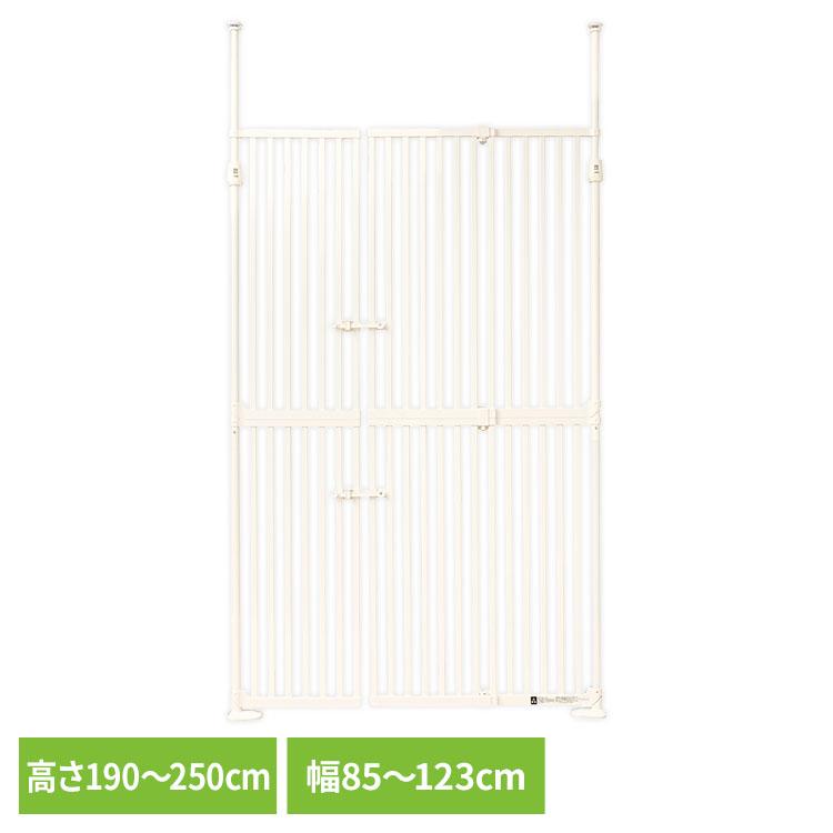 190-250cm対応　ペットゲート ホワイト ペットゲート 猫 つっぱり 高さ190〜250cm ドア付 両開き 簡単設置 猫