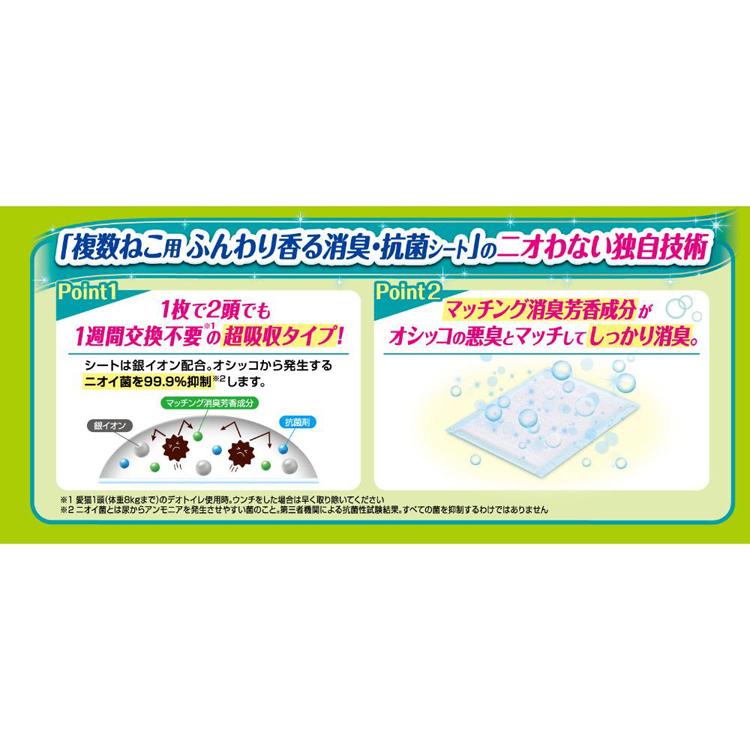 猫 トイレシート  6個セット ユニチャーム 取替シート デオトイレ 複数ねこ用 ふんわり香る消臭・抗菌シート ナチュラルソープの香り 16枚 unicharmの画像