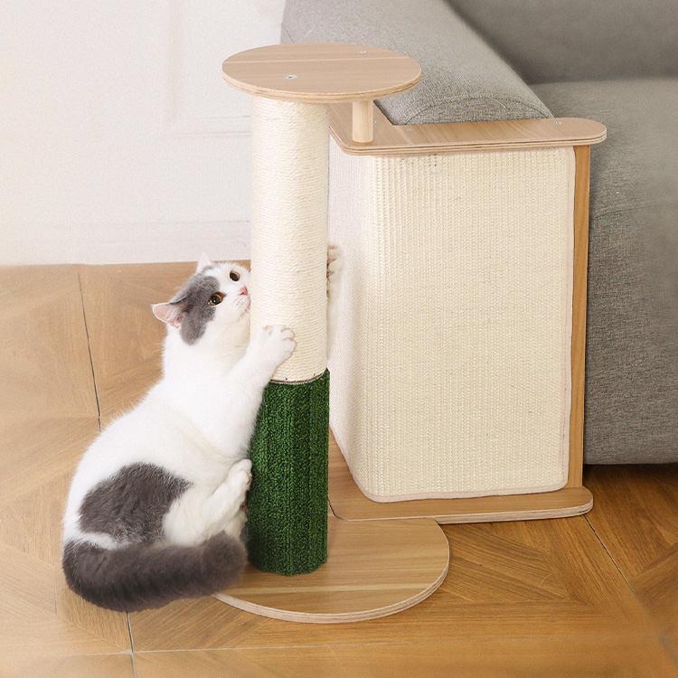 猫 爪とぎ ポール 麻柱 おしゃれ 木目調 キャットタワー コンパクト 省スペース 猫タワー コーナー専用テーブル付き爪とぎタワー YS135147 * |  | 12
