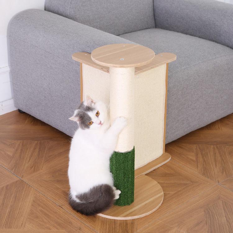 猫 爪とぎ ポール 麻柱 おしゃれ 木目調 キャットタワー コンパクト 省スペース 猫タワー コーナー専用テーブル付き爪とぎタワー YS135147 * |  | 14